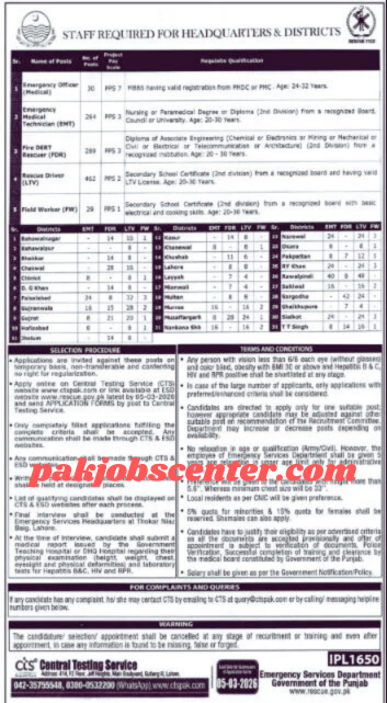 Rescue 1122 Jobs 2026